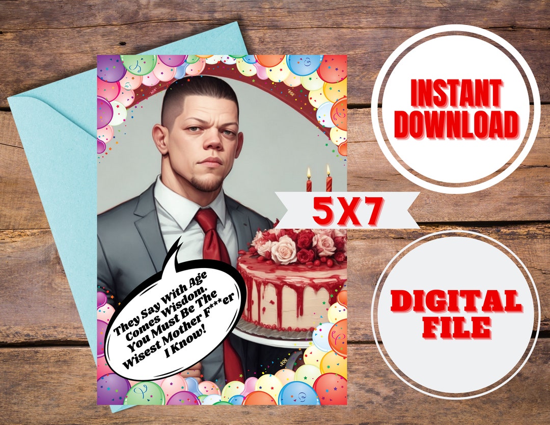 Funny Nate Diaz Birthday Card Funny Greeting Card UFC Fan Birthday Card