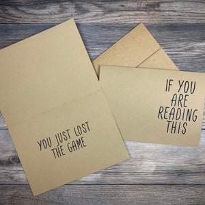 Als je dit leest | Je hebt het spel verloren | Het spel | Gotcha | Prankkaart | Grappig