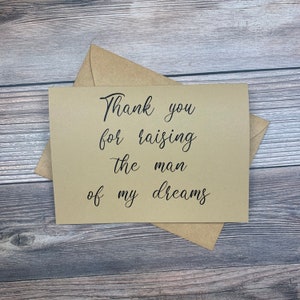Gracias por criar al hombre de mis sueños / Tarjeta para mi suegra en el día de su boda / Interior en blanco
