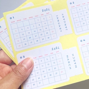 Mini calendario 2026-2027 e linguette divisorie, adesivi per indice, accessori per diario, strumenti per l'organizzazione
