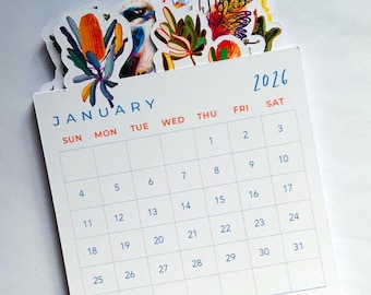 2026 -2027 Desk Calendar with Australian Native Flora Art