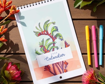 2026 - 2027 Floral Calendar, Birds & Flowers Artwork, Planning Calendar