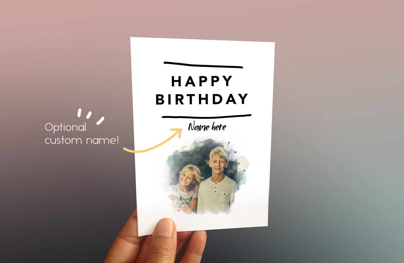 Personalised Photo Greeting Card Name Foil Hand Lettered Etsy Australia