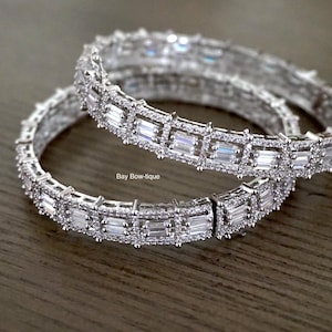 Cubic zirconia bangles, CZ bangles, Openable bangles, Indian jewelry, Indian bangles, CZ bracelet, Gift for her, American diamond bangles