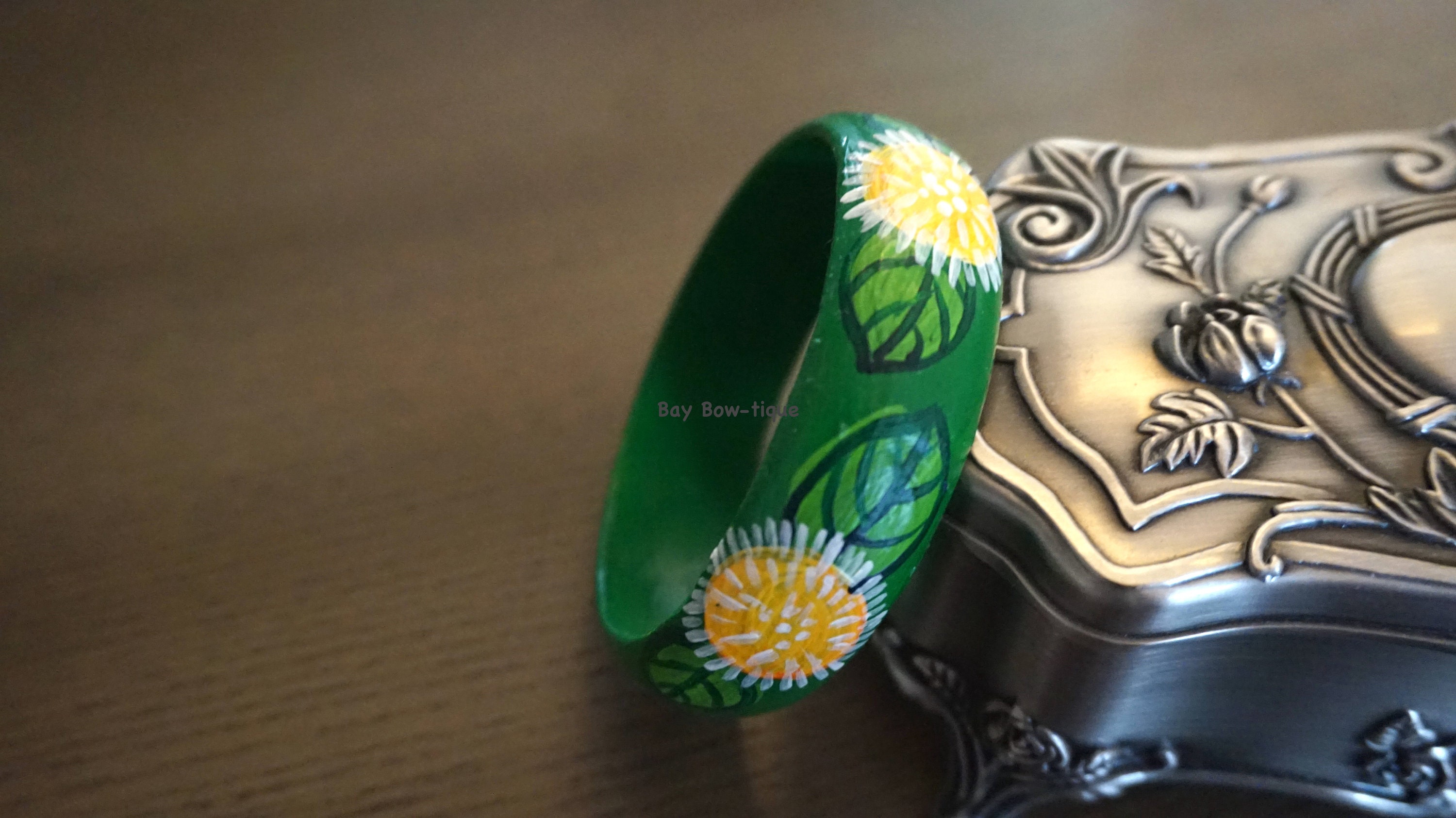 Wood Bracelet Wooden Bracelet Jasmine Flower Bracelet Green Etsy UK