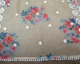 Organza dupatta, Yellow dupatta, Embroidered dupatta, Pakistani dupatta, Indian dupatta, Wedding dupatta, Floral dupatta, Gift for her