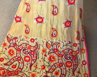 Phulkari dupatta, Chanderi silk dupatta, Fulkari dupatta, Indian dupatta, Thread work dupatta, Pakistani dupatta, Hand embroidered dupatta