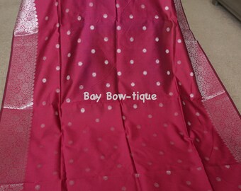 Banarasi dupatta, Silver zari dupatta, Silk dupatta, Indian dupatta, Pink dupatta, Pakistani dupatta, Zari weaved dupatta, Gifts for women