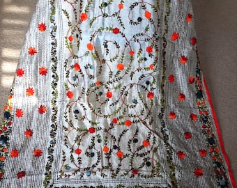 Phulkari dupatta, Chanderi silk dupatta, Fulkari dupatta, Indian dupatta, Multicolor Dupatta, Pakistani dupatta, Hand embroidered dupatta