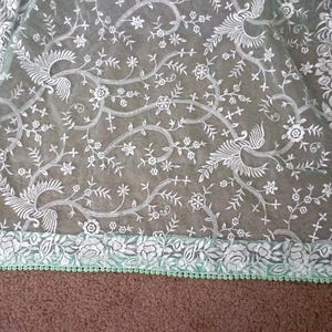 Embroidered dupatta, Parsi Gara dupatta, Thread Work dupatta, Organza Dupatta, Light green dupatta, Lehenga dupatta, Indian dupatta