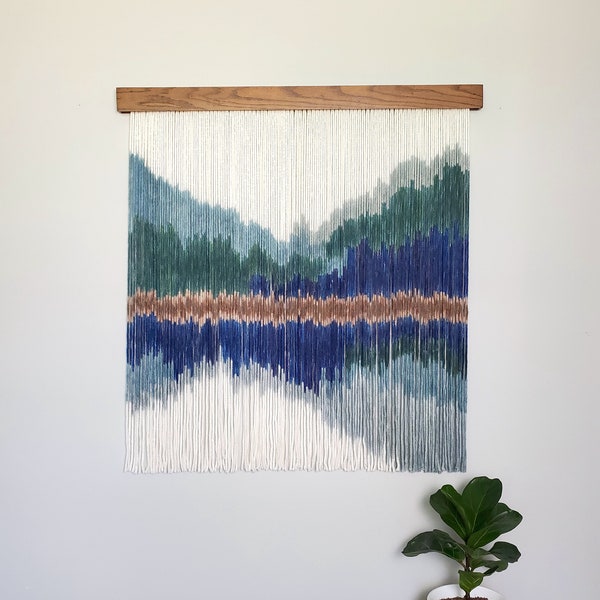 Large Wall Hanging | Dip Dye Wall Art | Fiber Art Tapestry | "REFLECTION"