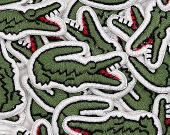 Sew On Alligator Embroidered Logo, Fabric Badge