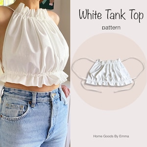 Ruffle Crop Top Pattern, Crop Top Digital Pattern, PDF Sewing Patterns