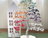 Chakra Bonsai Crystal Tree, Gemstone Tree, Natural Crystal Tree, Raw Stone Chip Tree, Healing Tree
