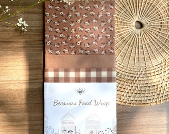 Pack of 3 beeswax food wrap, Starter Pack, Reusable Food Wrap handmade in USA with organic ingredients, Eco Friendly Gift, Compostable