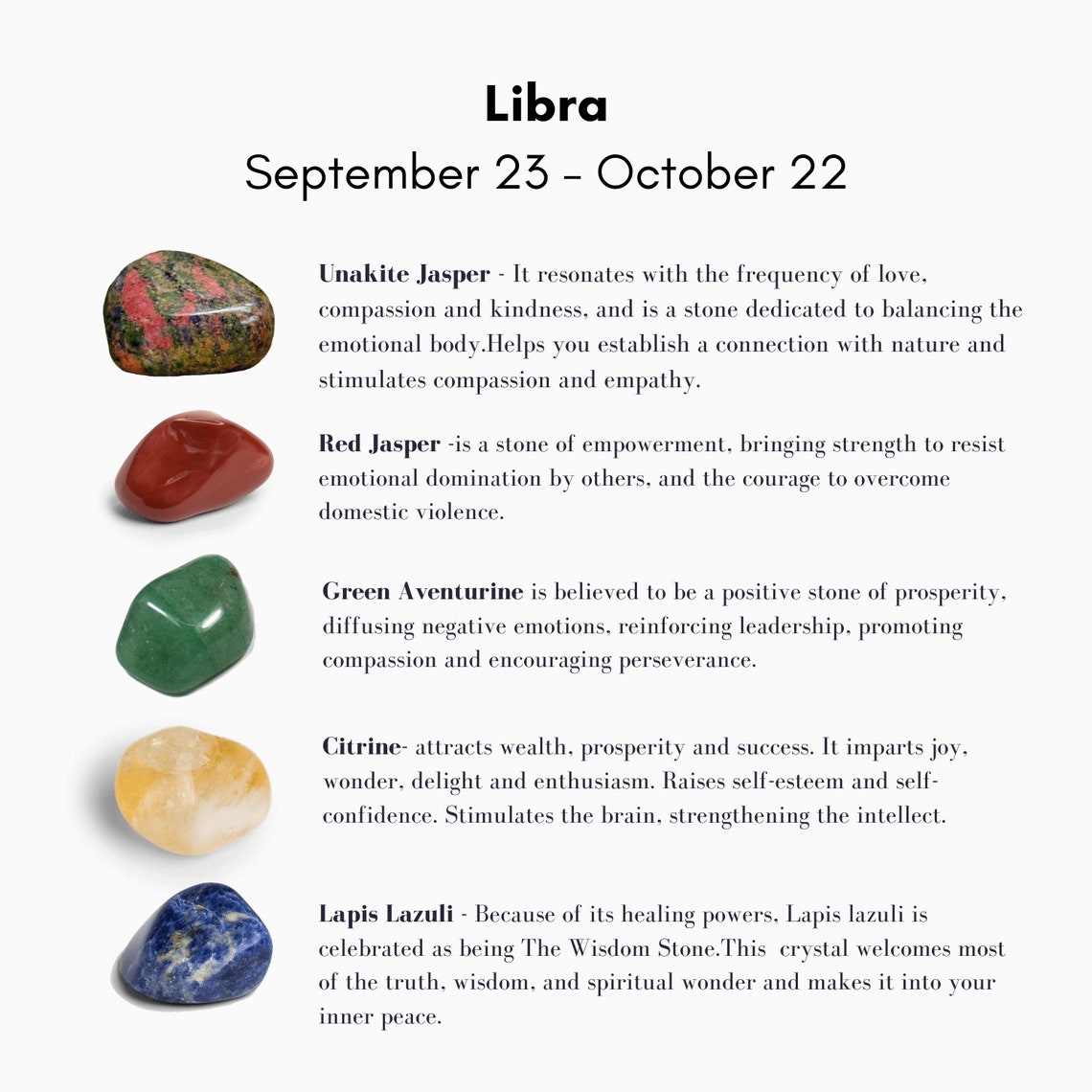 Libra Crystal Kit Healing Crystals Gift for Crystal Lovers Etsy