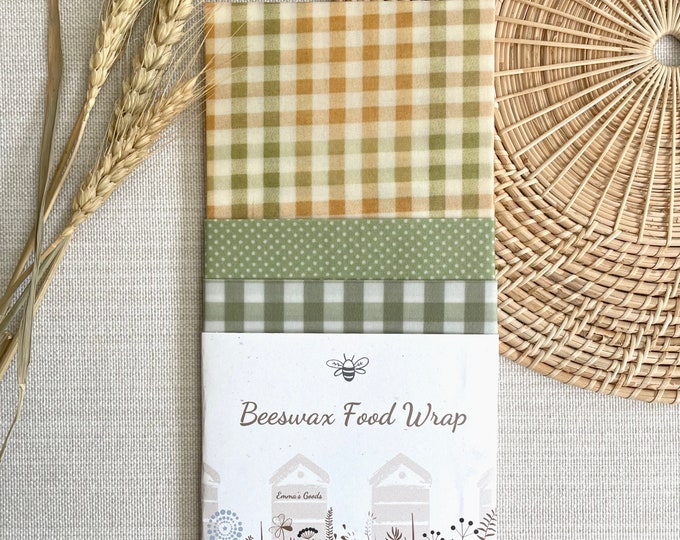 Pack of 3 beeswax food wrap, Starter Pack, Reusable Food Wrap handmade in USA with organic ingredients, Eco Friendly Gift, Compostable