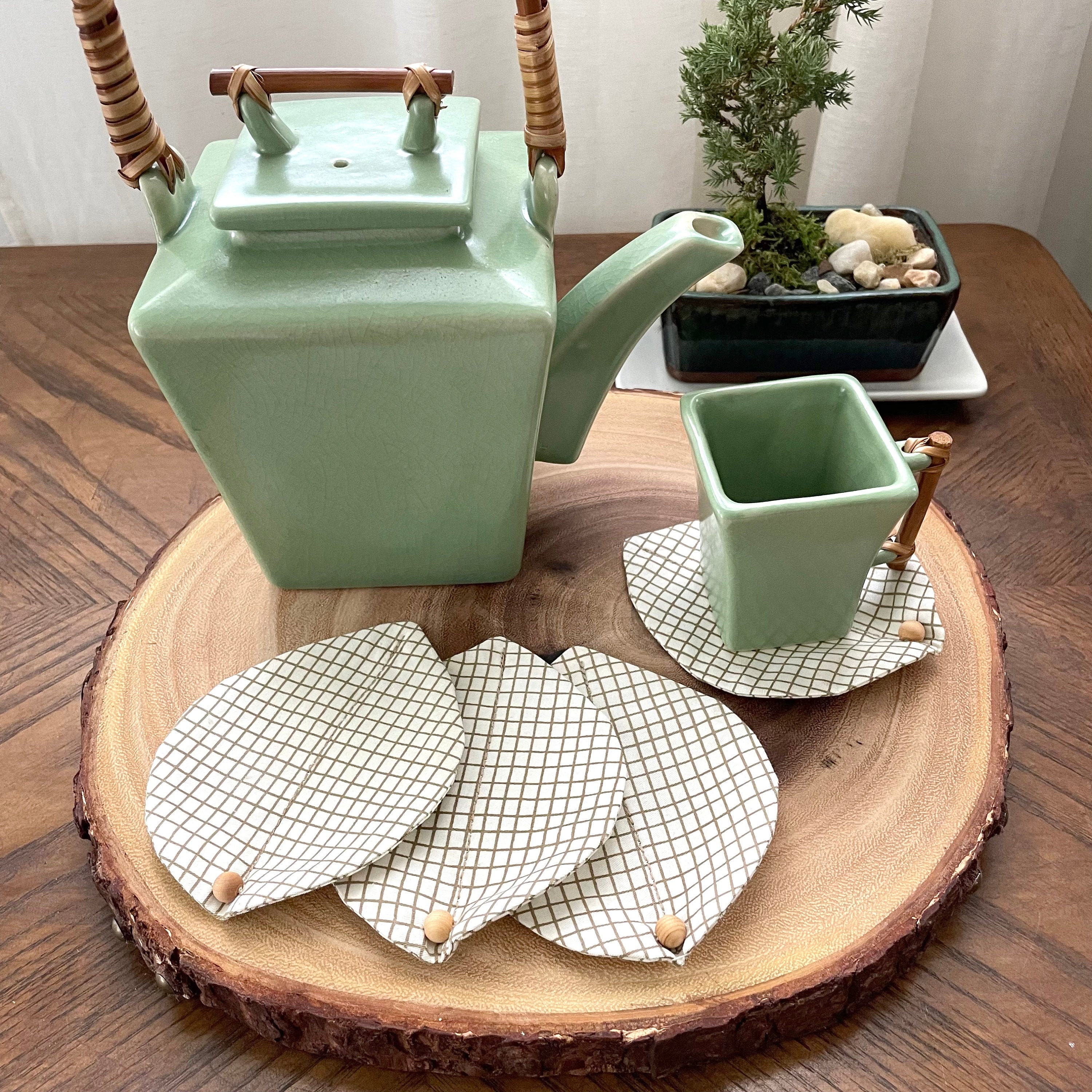 Japanese style coasters Fabric drink coasters Coasters set Etsy