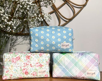 Quilted Cosmetic Bag-Makeup Bag-Toiletry Bag-Pencil Case