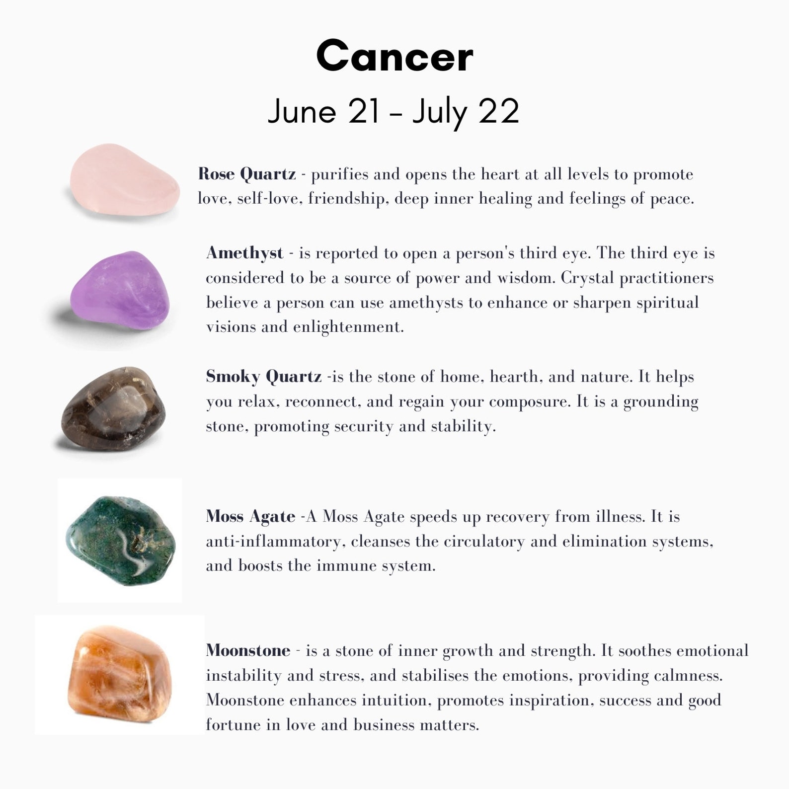 Cancer Crystal Kit Healing Crystals Gift for Crystal Lovers Etsy