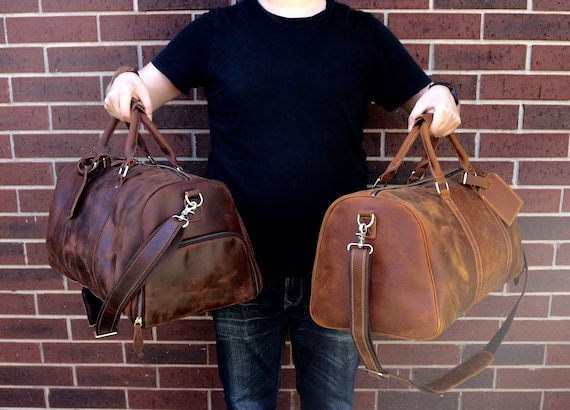 etsy leather duffle bag