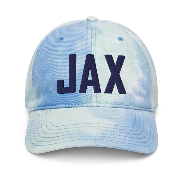 JAX Airport Code Hat Pastel Tie Dye Embroidered Baseball Hat Jacksonville Florida Travel Gift Large Letters Baseball Cap Airbnb Host Gift