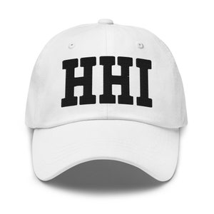 Código del aeropuerto HHI Sombrero de papá bordado Carolina del Sur Hilton Head Island SC Coastal Aesthetic College Varsity Letter Gorra de béisbol