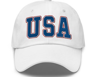 USA Embroidered Dad Hat America Red White And Blue Adjustable Baseball Cap