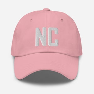 NC North Carolina Embroidered Dad Hat | White Thread