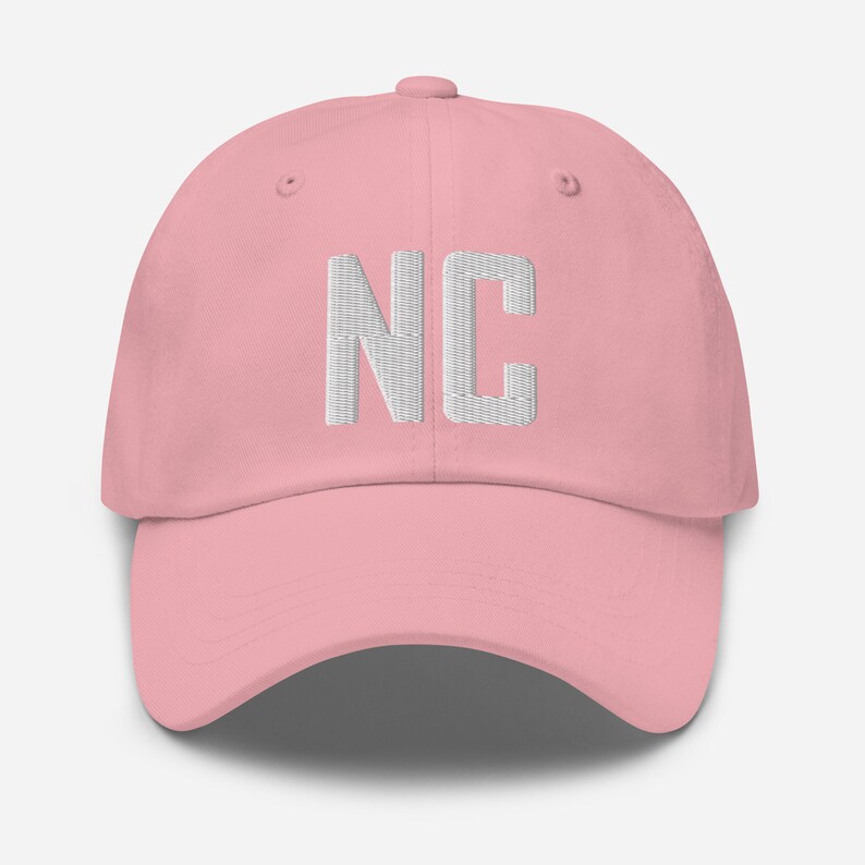 NC North Carolina Embroidered Dad Hat | White Thread