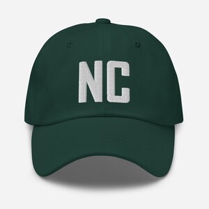 NC North Carolina Embroidered Dad Hat | White Thread