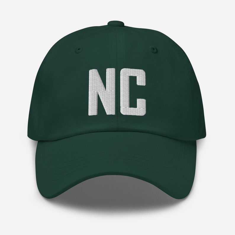 NC North Carolina Embroidered Dad Hat | White Thread