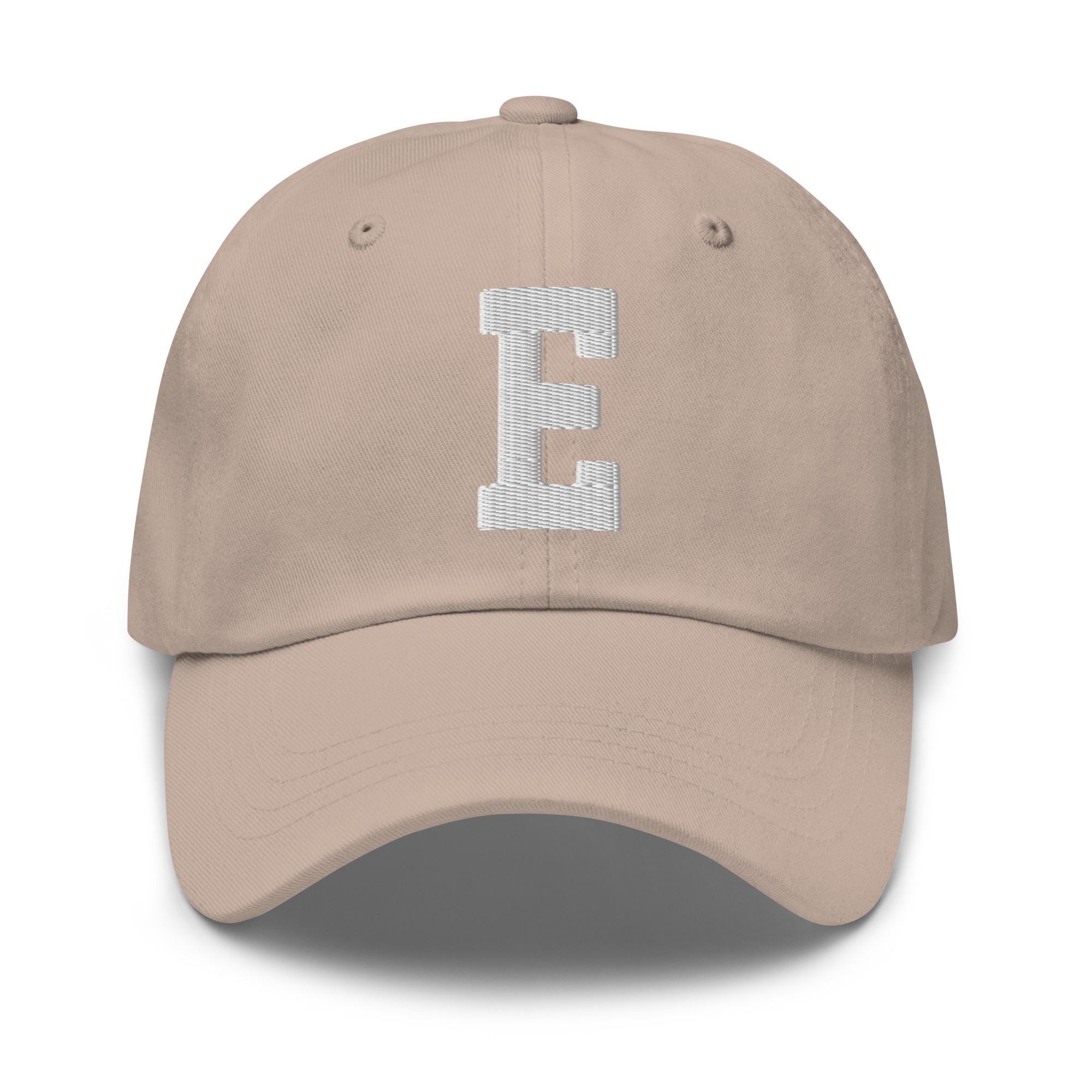 E Alphabet Varsity Letter Embroidered Dad Hat | White Thread - Etsy
