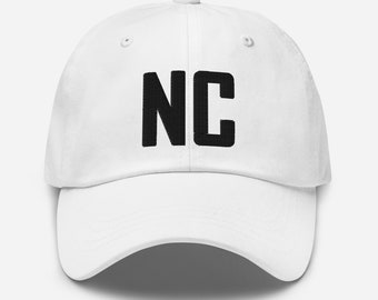 NC North Carolina geborduurde papa hoed | Zwarte draad | Baseballpet met staatsinitialen