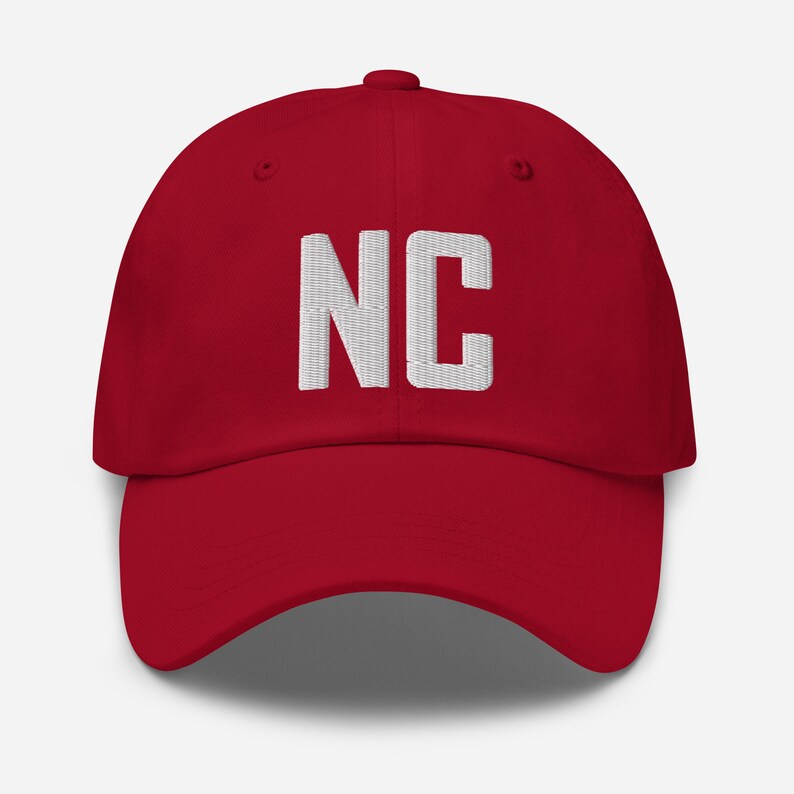 NC North Carolina Embroidered Dad Hat | White Thread