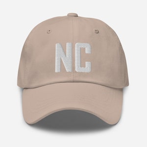 NC North Carolina Embroidered Dad Hat | White Thread