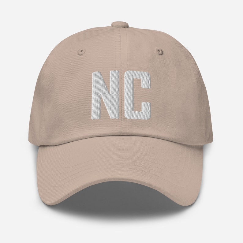NC North Carolina Embroidered Dad Hat | White Thread