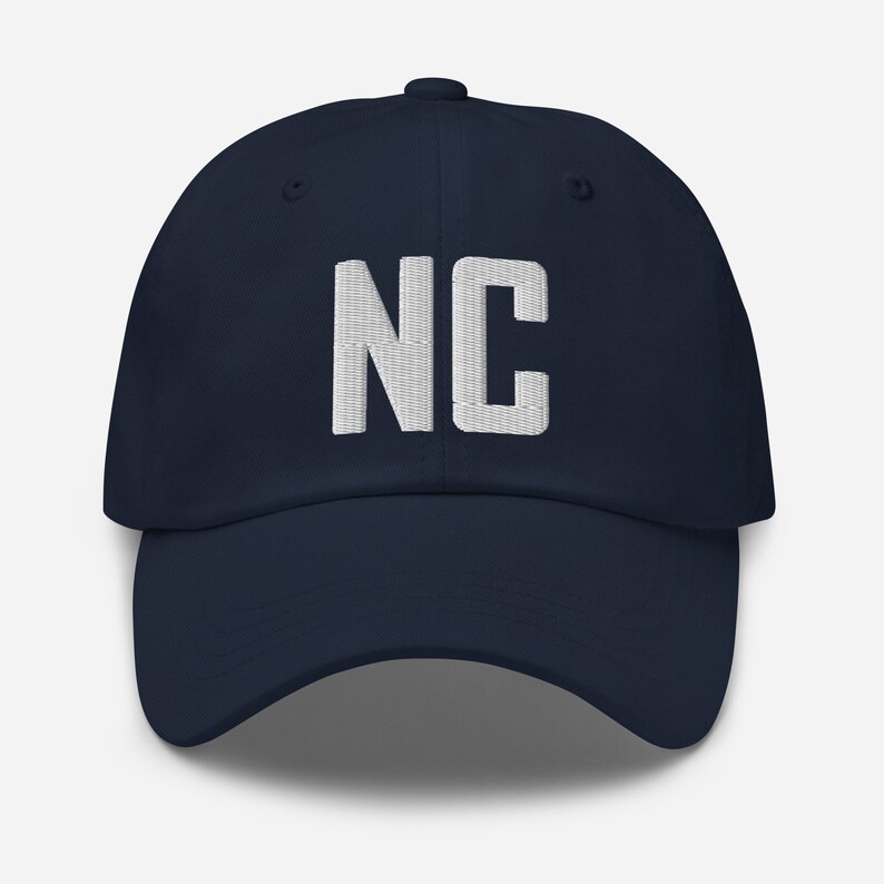 NC North Carolina Embroidered Dad Hat | White Thread