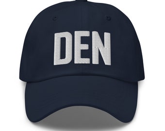 DEN Airport Code Hat Embroidered Hat Dad Hat Denver Colorado Hiking Hat Travel Gift Baseball Cap Airbnb Host Gift