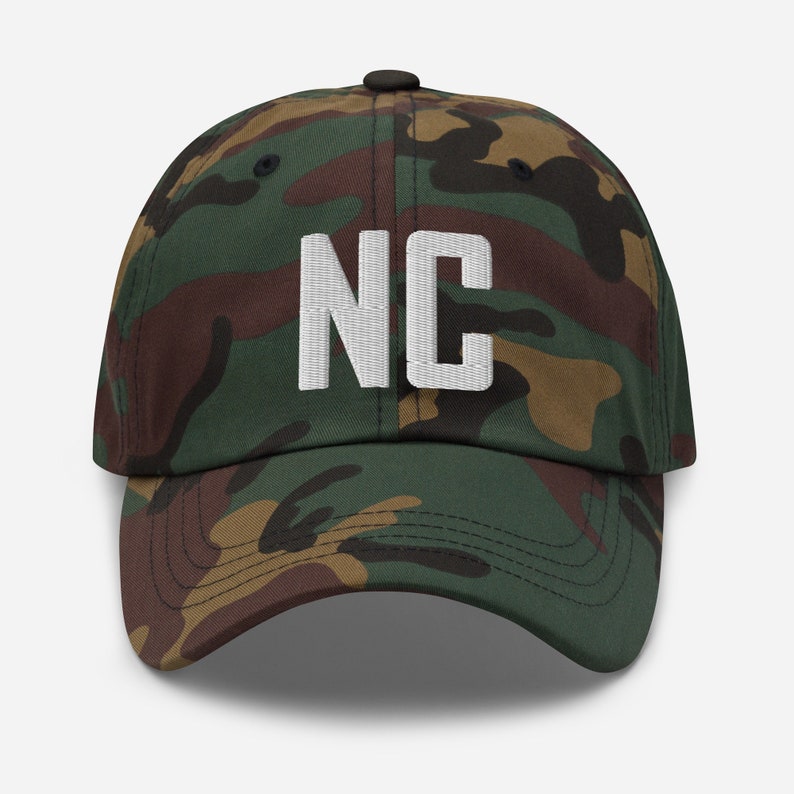 NC North Carolina Embroidered Dad Hat | White Thread