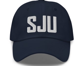 SJU Airport Code Hat Embroidered Hat Dad Hat San Juan Puerto Rico Long Distance Family Airbnb Host Gift