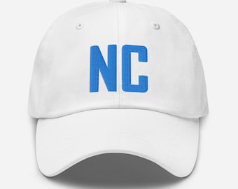 NC North Carolina haftowana czapka taty | Aqua Thread | Czapka baseballowa z inicjałami stanu
