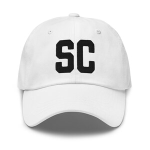SC Carolina del Sur bordado sombrero de papá / hilo negro / iniciales del estado Varsity Letter gorra de béisbol