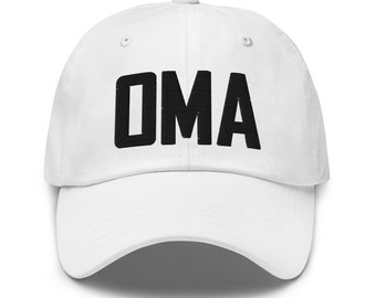 OMA Airport Code Hat Embroidered Hat Dad Hat Omaha Nebraska Travel Gift Baseball Cap Airbnb Host Gift