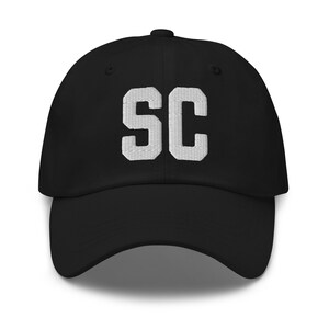 Chapéu bordado South Carolina do pai do SC de <br> Entrega Rápida? Fio Preto | Boné de beisebol com letras do time do colégio com iniciais estaduais