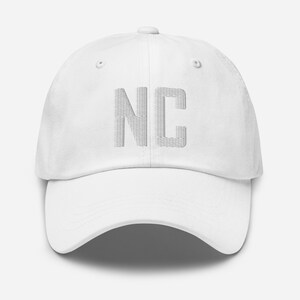 NC North Carolina Embroidered Dad Hat | White Thread