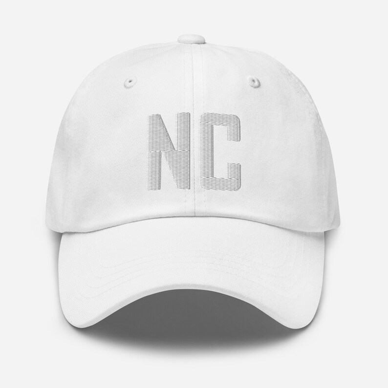 NC North Carolina Embroidered Dad Hat | White Thread