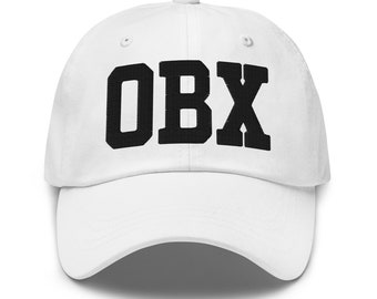 OBX Código del aeropuerto bordado papá sombrero Outer Banks Carolina del Norte Estética costera Universidad Varsity Carta Gorra de béisbol Gorra de béisbol
