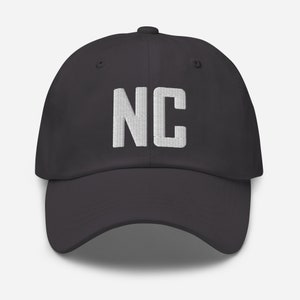 NC North Carolina Embroidered Dad Hat | White Thread