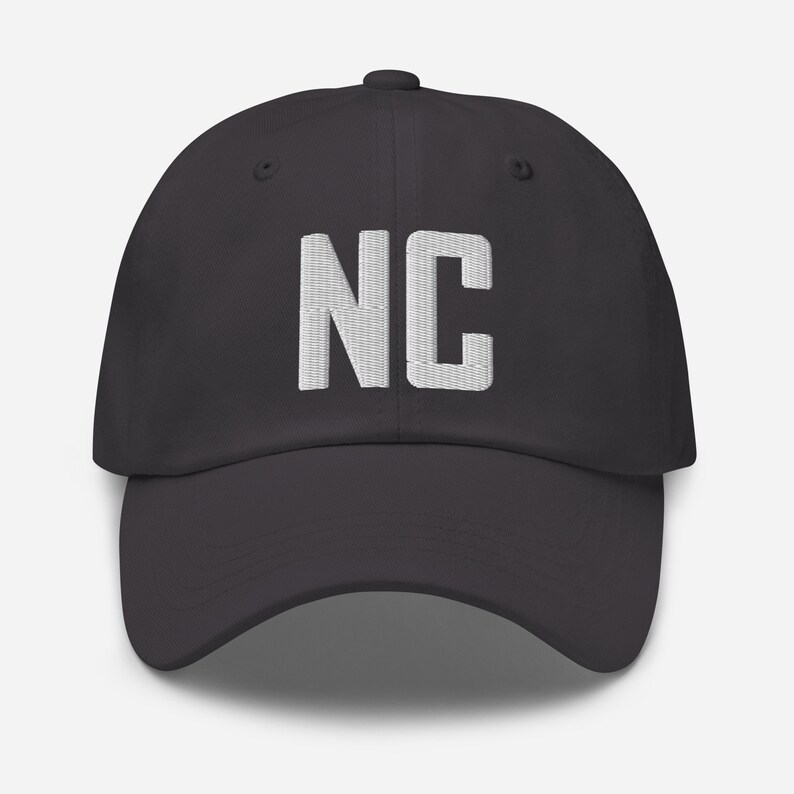 NC North Carolina Embroidered Dad Hat | White Thread